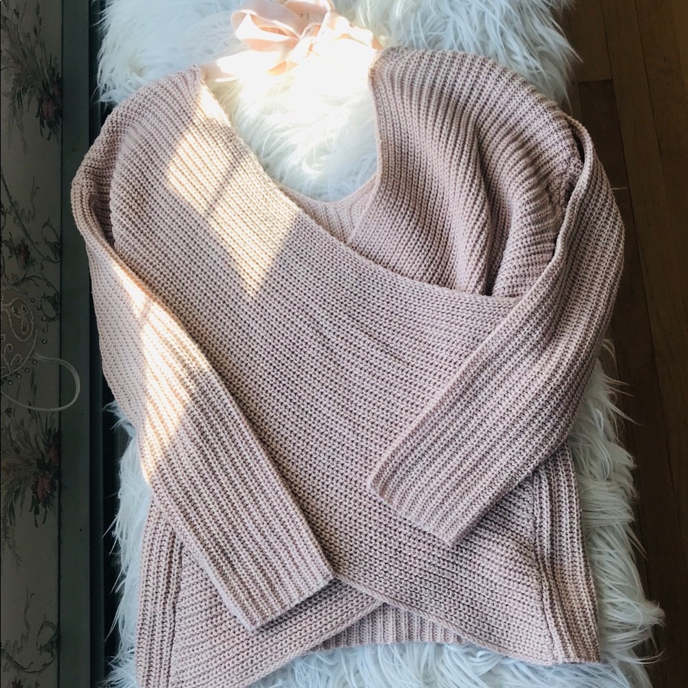 Charolette Russe Pink Wrap/Bow Sweater
